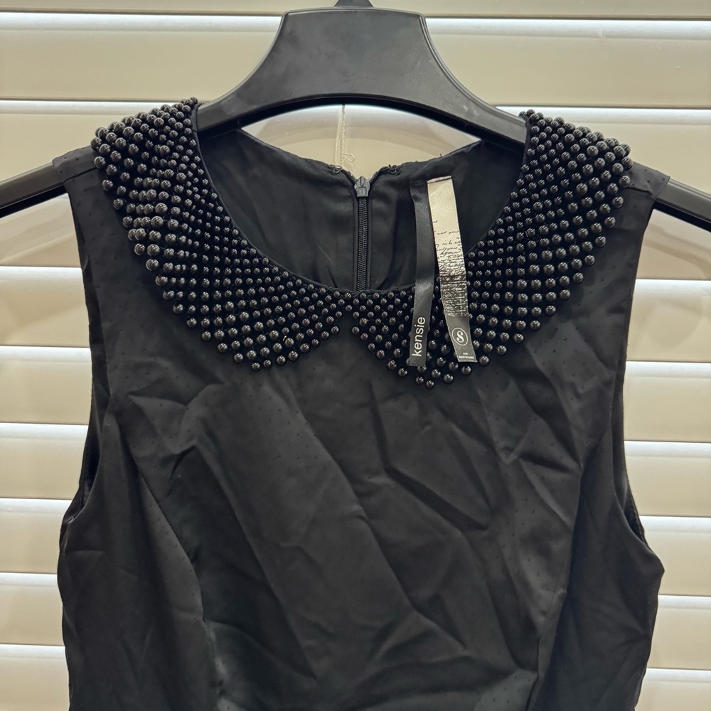 Kensie Black Embellished Peter Pan Collar Dress